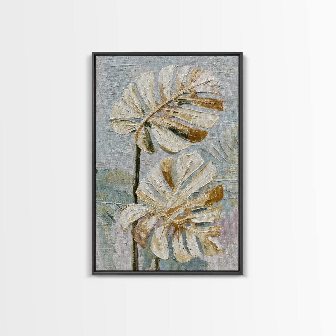 Lush Monstera Leaves Canvas Print, Tropical Art, Beach Decor, Living Room Decor, Oil Painting, Tropic, Fine Art Print, TRO-2x3-81