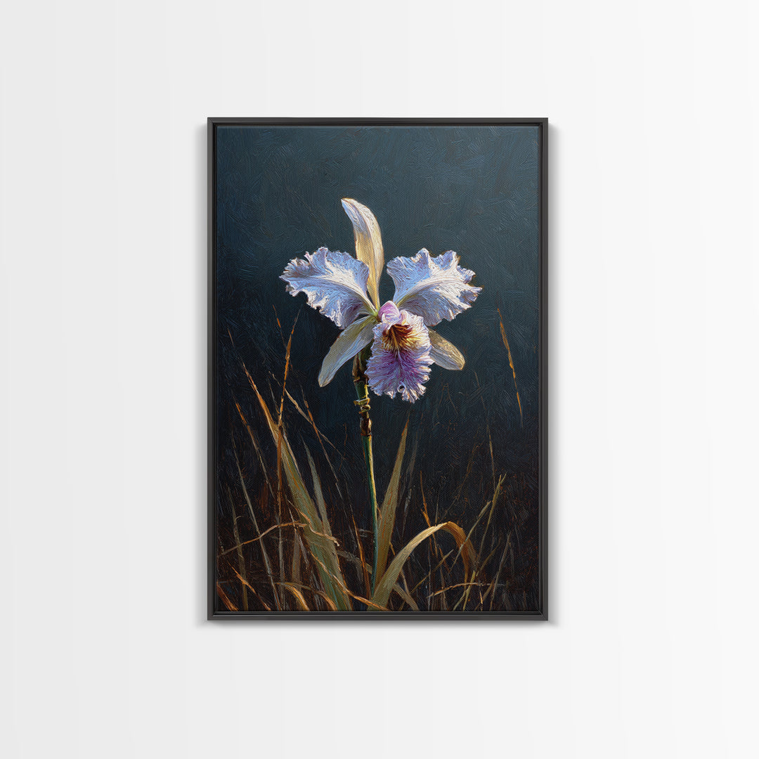 Orchid and Hummingbird Composition Framed Canvas Print, Tropical Art, Pink Wall Art, Living Room Decor, Fine Art, Tropic, TRO-2x3-90