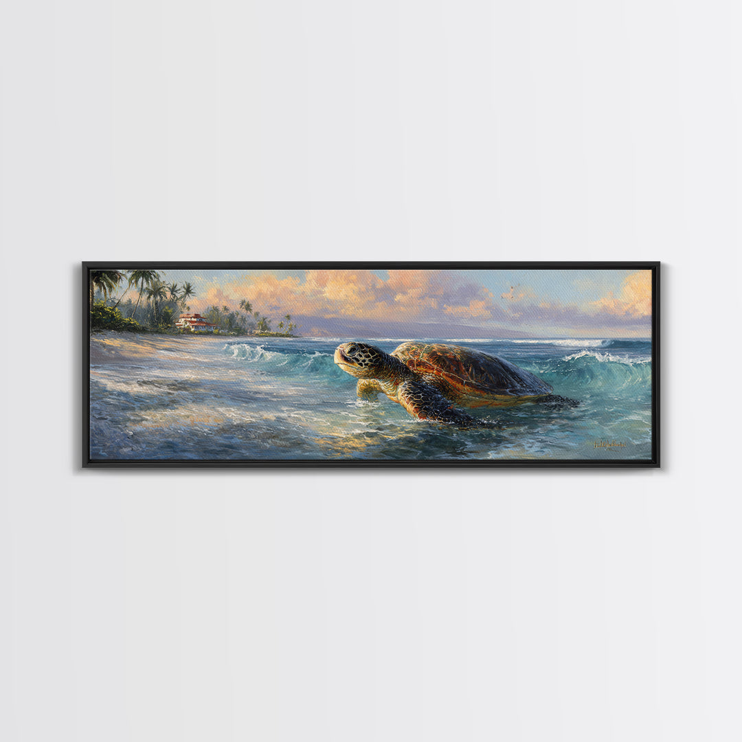 Sea Turtle Near Tropical Reef Canvas Print, Tropical Art, Wall Art Prints, Living Room Decor, Fine Art, Tropic, Beach Wall Art, TRO-3x1-83