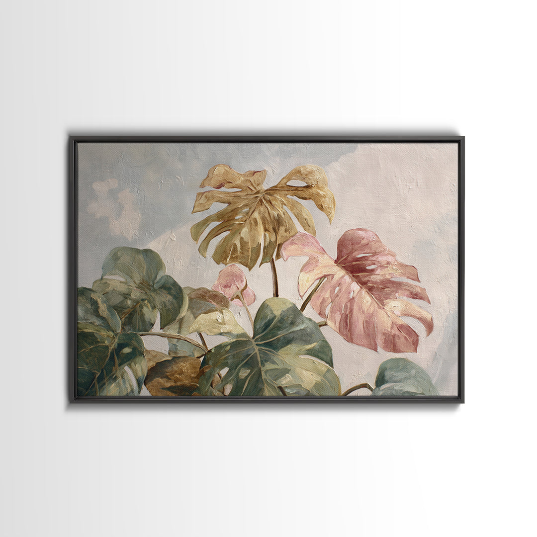 Lush Monstera Leaves Canvas Print, Tropical Art, Modern Decor, Living Room Decor, Fine Art, Tropic, Wall Decor, Digital Prints, TRO-3x2-29