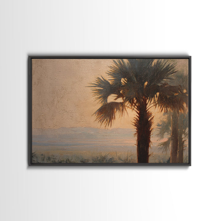 Palm Tree Silhouettes Canvas Print, Tropical Art, Gallery Wall Art, Living Room Decor, Fine Art, Tropic, Textured Painting, TRO-3x2-32