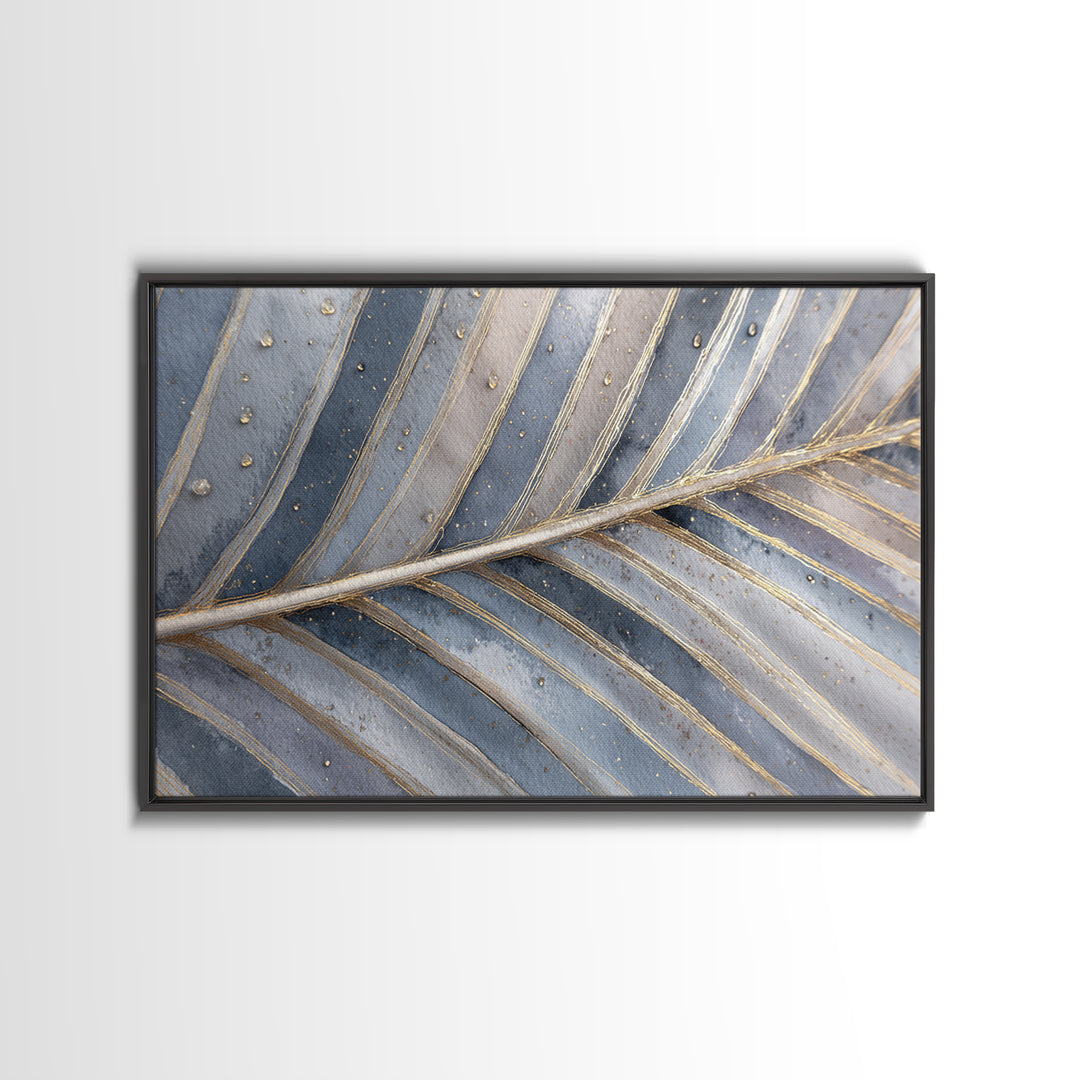 Rain Soaked Palm Leaf Closeup Canvas Print, Tropical Art, Neutral Decor, Living Room Decor, Oil Painting, Tropic, Home Decor, TRO-3x2-49