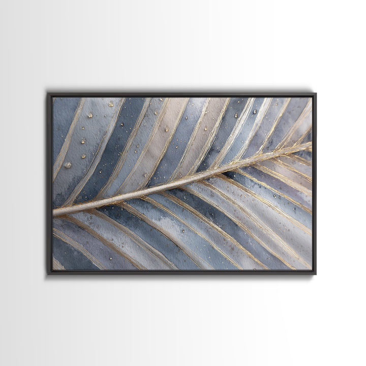 Rain Soaked Palm Leaf Closeup Canvas Print, Tropical Art, Neutral Decor, Living Room Decor, Oil Painting, Tropic, Home Decor, TRO-3x2-49