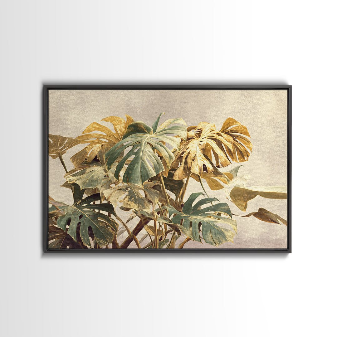 Lush Monstera Leaves Canvas Print, Tropical Art, Modern Decor, Living Room Decor, Fine Art, Tropic, Wall Decor, Digital Prints, TRO-3x2-53