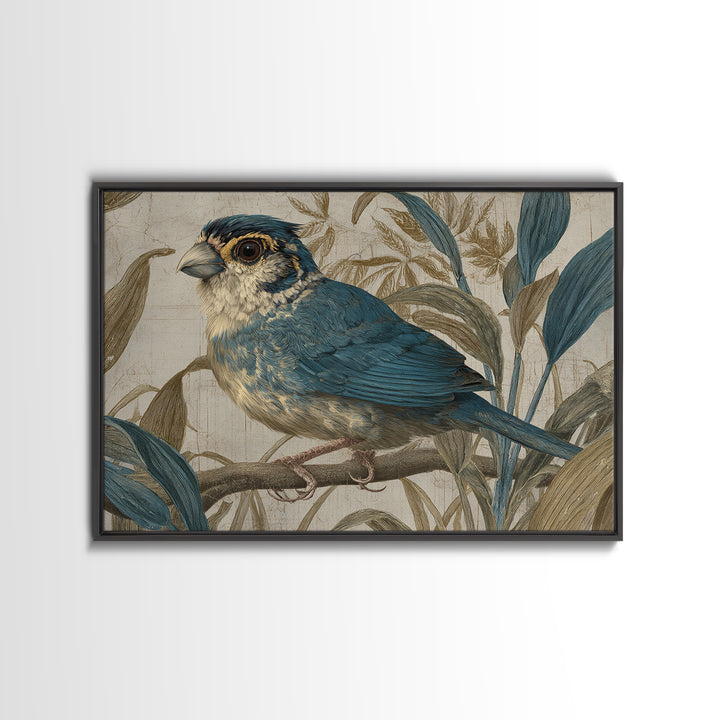 Colorful Jungle Bird Pattern Framed Canvas Print, Tropical Art, Print, Living Room Decor, Fine Art, Tropic, Coastal Wall Art, TRO-3x2-96
