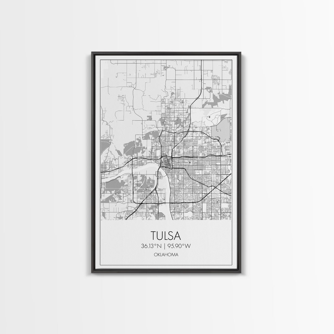 Tulsa Street Map, Oklahoma Map, City Map Print, Modern Wall Art, Wall Art, Canvas Print, Dorm Room Décor, Gift For Husband, Travel Art Print