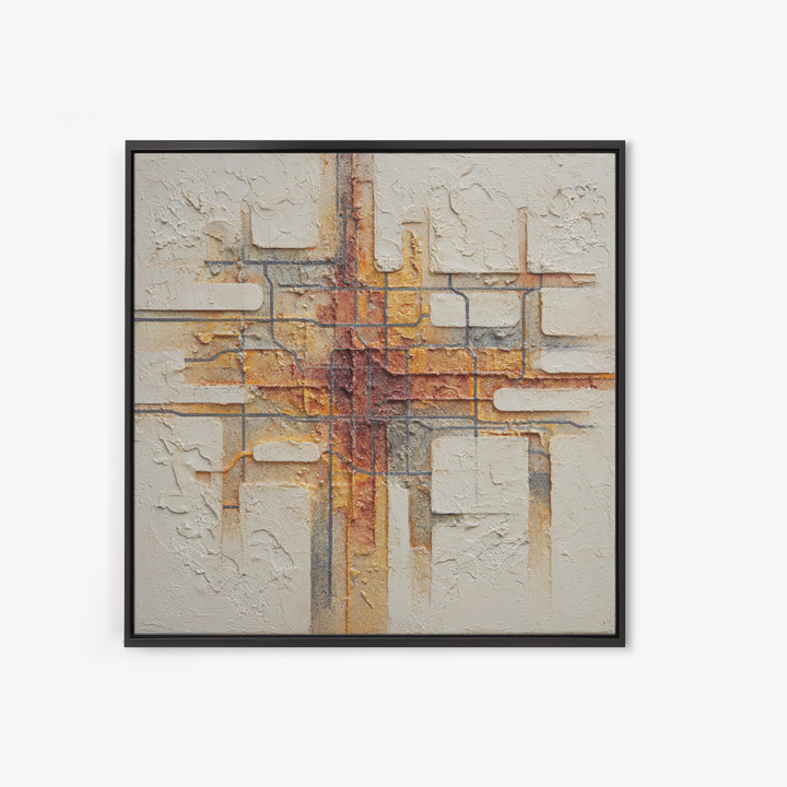 Abstract Subway Map Lines Without Labels Framed Canvas Print, Urban Art, Oil Painting, Living Room Decor, Fine Art, Urban, URB-1x1-28