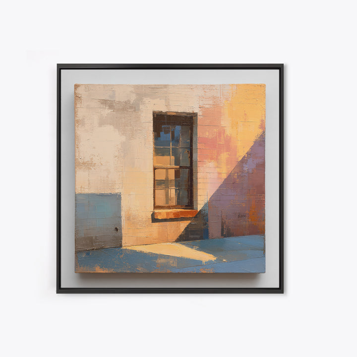 Brick Wall and Window Shadows as Geometry Framed Canvas Print, Urban Art, Fine Art Print, Living Room Decor, Fine Art, Urban, URB-1x1-29