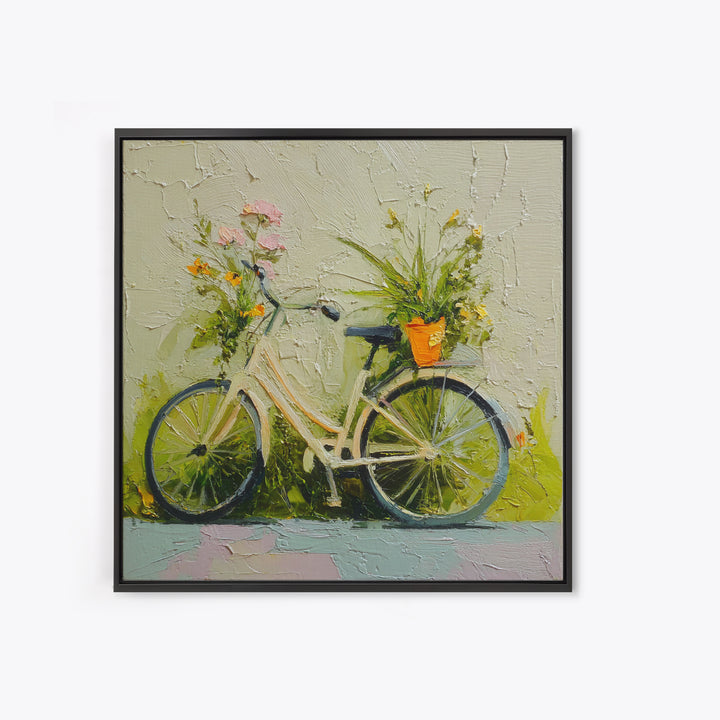 Bicycle Locked to Post Framed Canvas Print, Urban Art, African American Art, Living Room Decor, Fine Art, Urban, Gallery Decor, URB-1x1-39