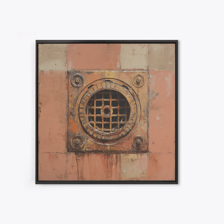 Open Manhole Steam Framed Canvas Print, Urban Art, Gallery Decor, Living Room Decor, Fine Art, Urban, Contemporary Art, URB-1x1-41