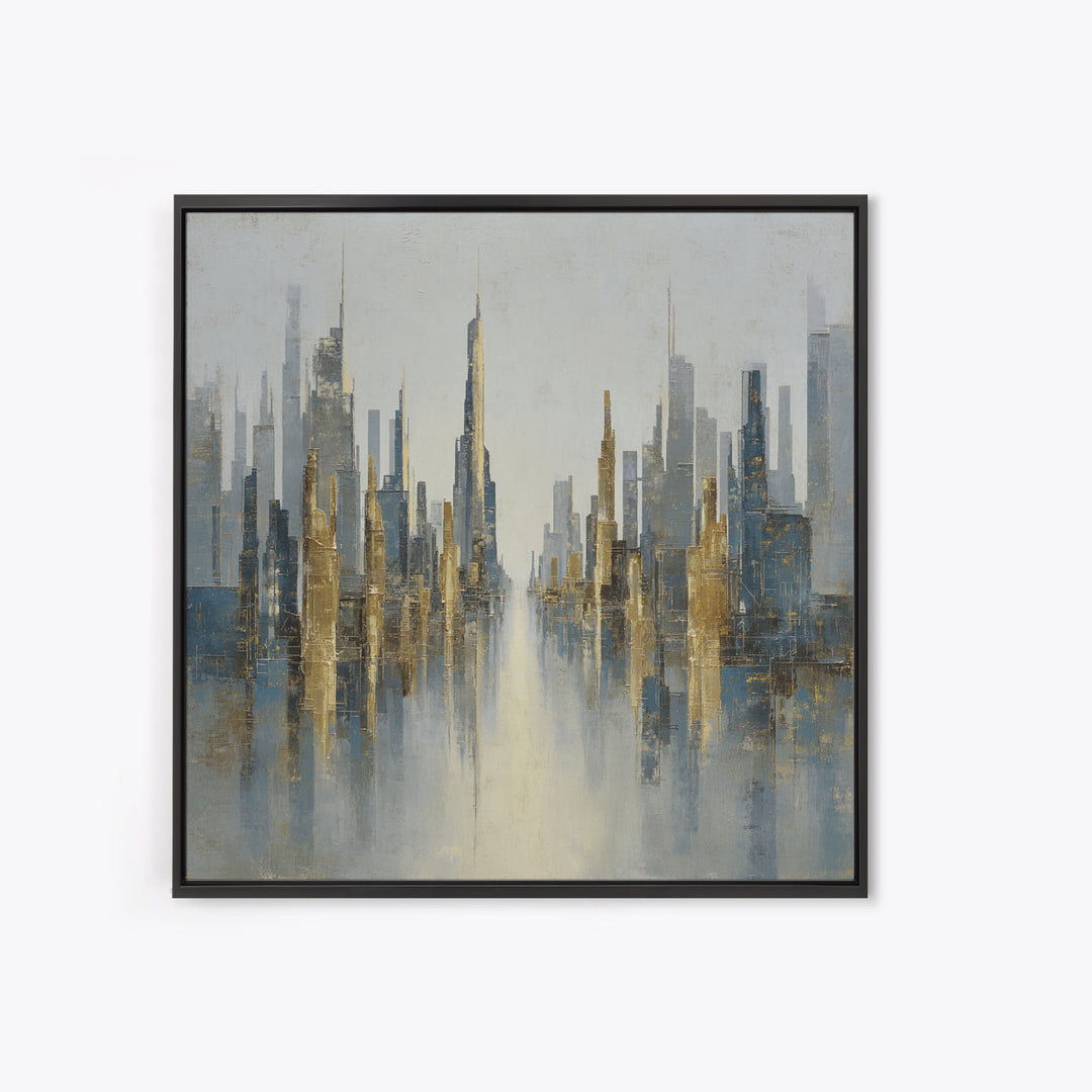 Moody City Skyline Reflected Canvas Print, Urban Art, Modern Decor, Living Room Decor, Abstract Art, Urban, Home Decor, URB-1x1-49
