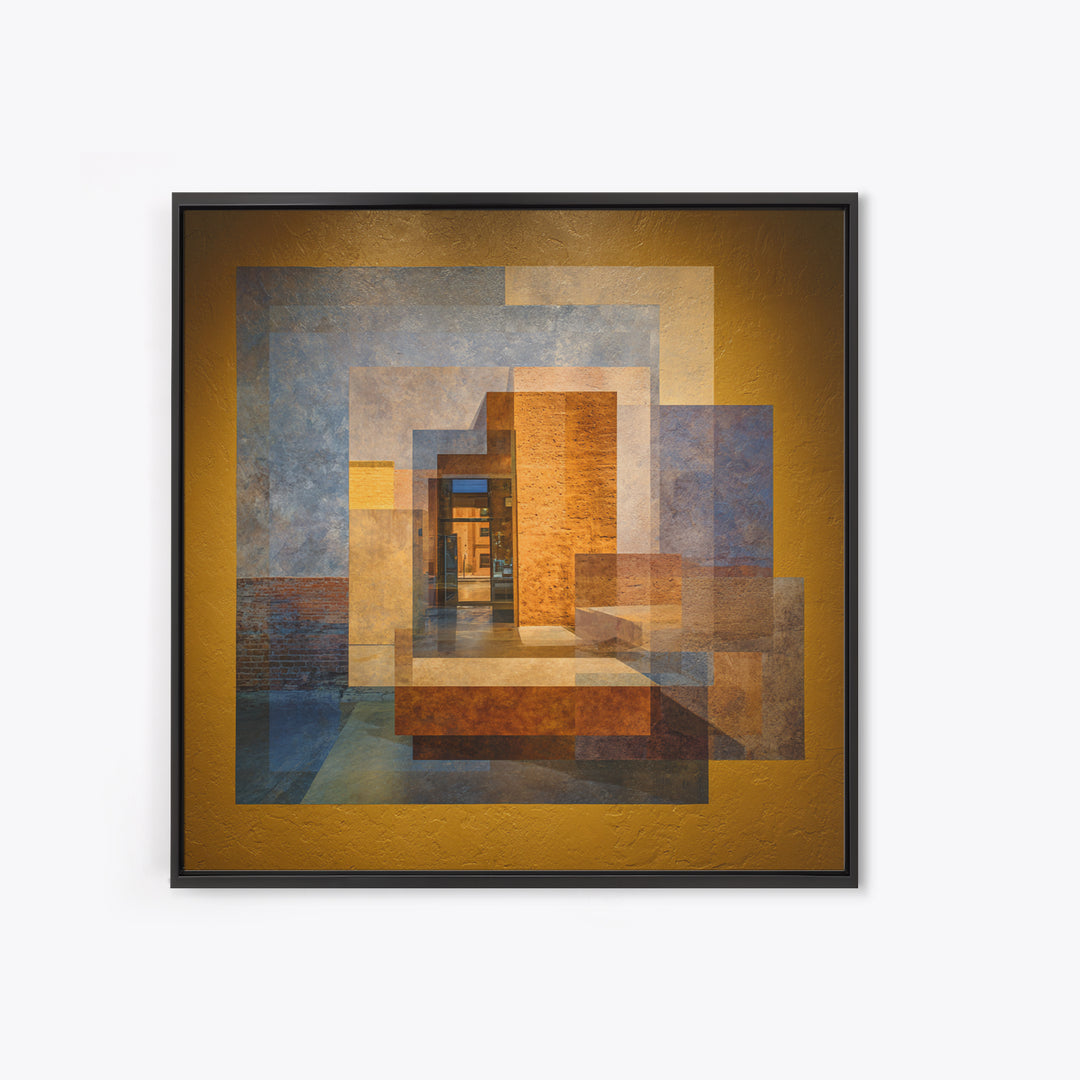 Brick Wall and Window Shadows as Geometry Framed Canvas Print, Urban Art, Fine Art Print, Living Room Decor, Fine Art, Urban, URB-1x1-53