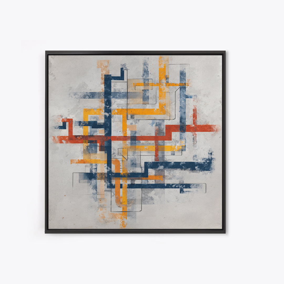 Abstract Subway Map Lines Without Labels Canvas Print, Urban Art, Canvas Painting, Living Room Decor, Abstract Art, Urban, URB-1x1-76