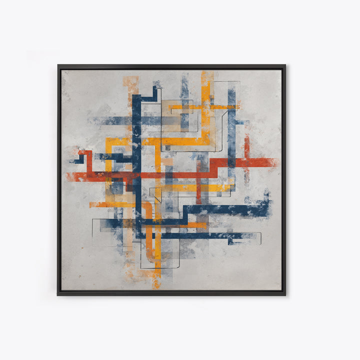 Abstract Subway Map Lines Without Labels Canvas Print, Urban Art, Canvas Painting, Living Room Decor, Abstract Art, Urban, URB-1x1-76