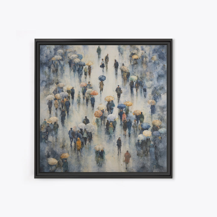 Rain Umbrella Figures Canvas Print, Urban Art, Basketball Wall Art, Living Room Decor, Fine Art, Urban, Textured Painting, URB-1x1-92