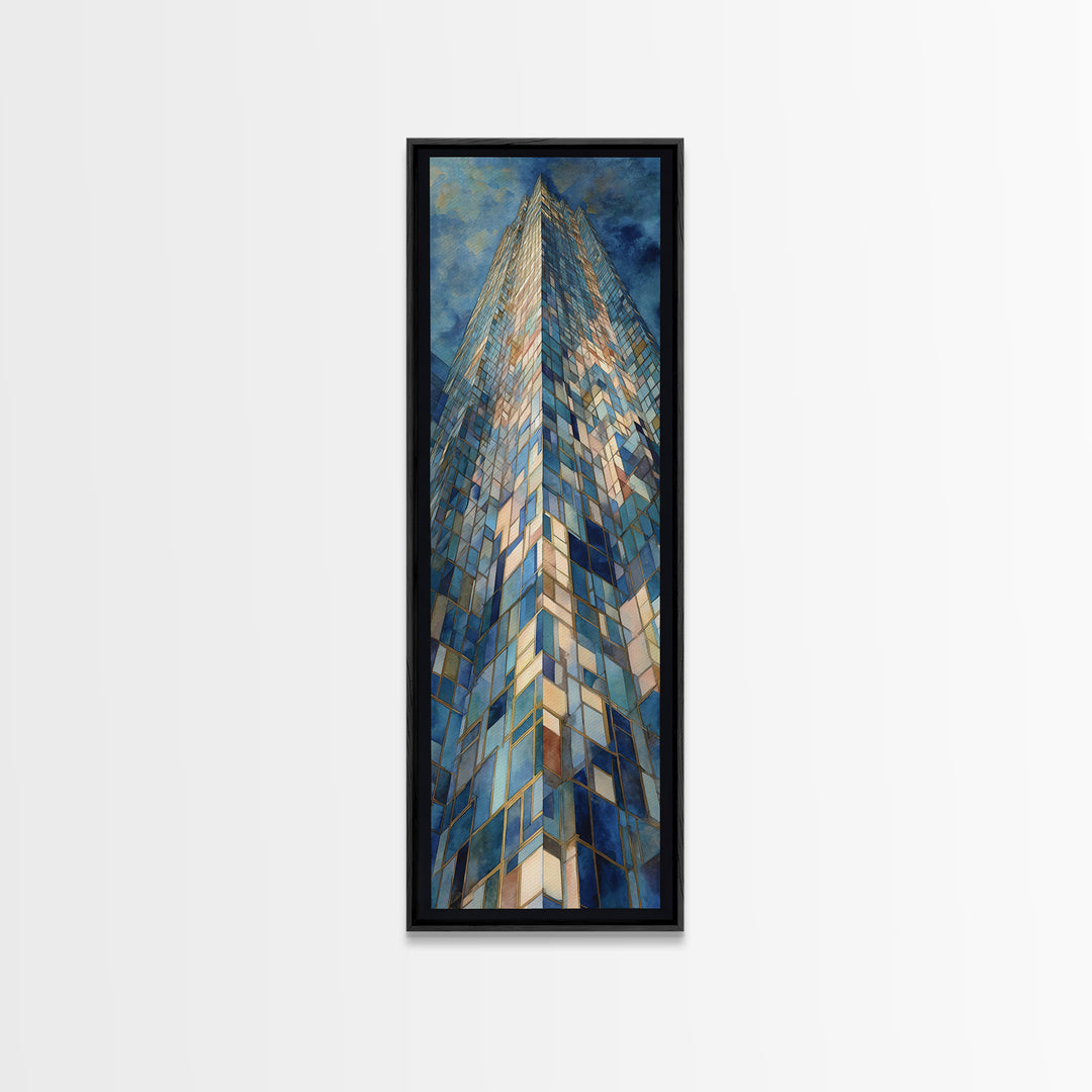 Modern Skyscraper Glass Reflections Canvas Print, Urban Art, Digital Download Art, Living Room Decor, Fine Art, Urban, URB-1x3-2