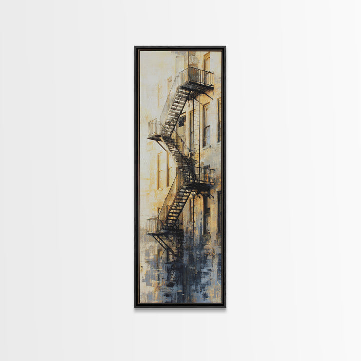 Fire Escape Silhouette Canvas Print, Urban Art, Black Girl Wall Art, Living Room Decor, Fine Art, Urban, Art Print, URB-1x3-38