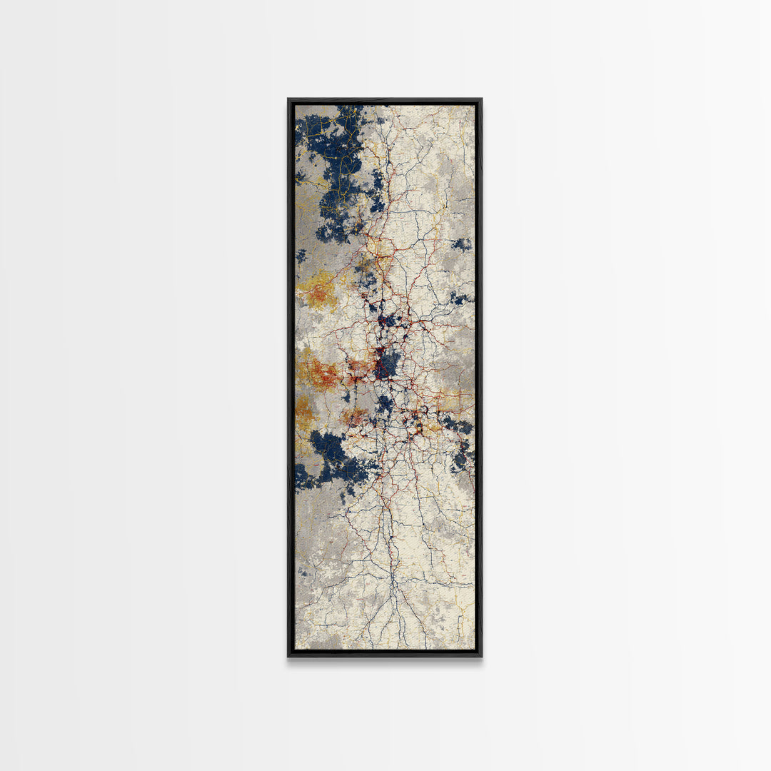 Abstract Subway Map Lines Without Labels Framed Canvas Print, Urban Art, Canvas Wall Art, Living Room Decor, Abstract Art, URB-1x3-64