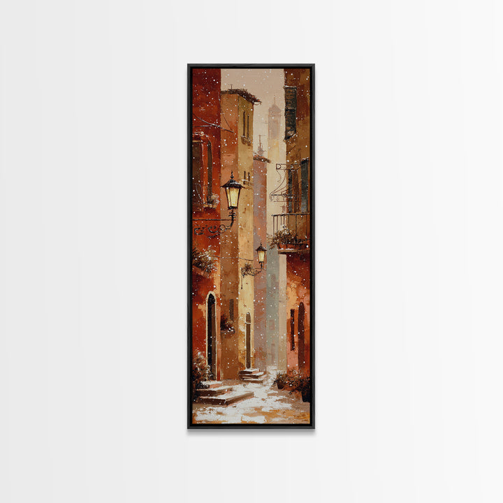 Streetlamp and Falling Snow Canvas Print, Urban Art, Printable Wall Art, Living Room Decor, Fine Art, Urban, Modern Art, URB-1x3-73