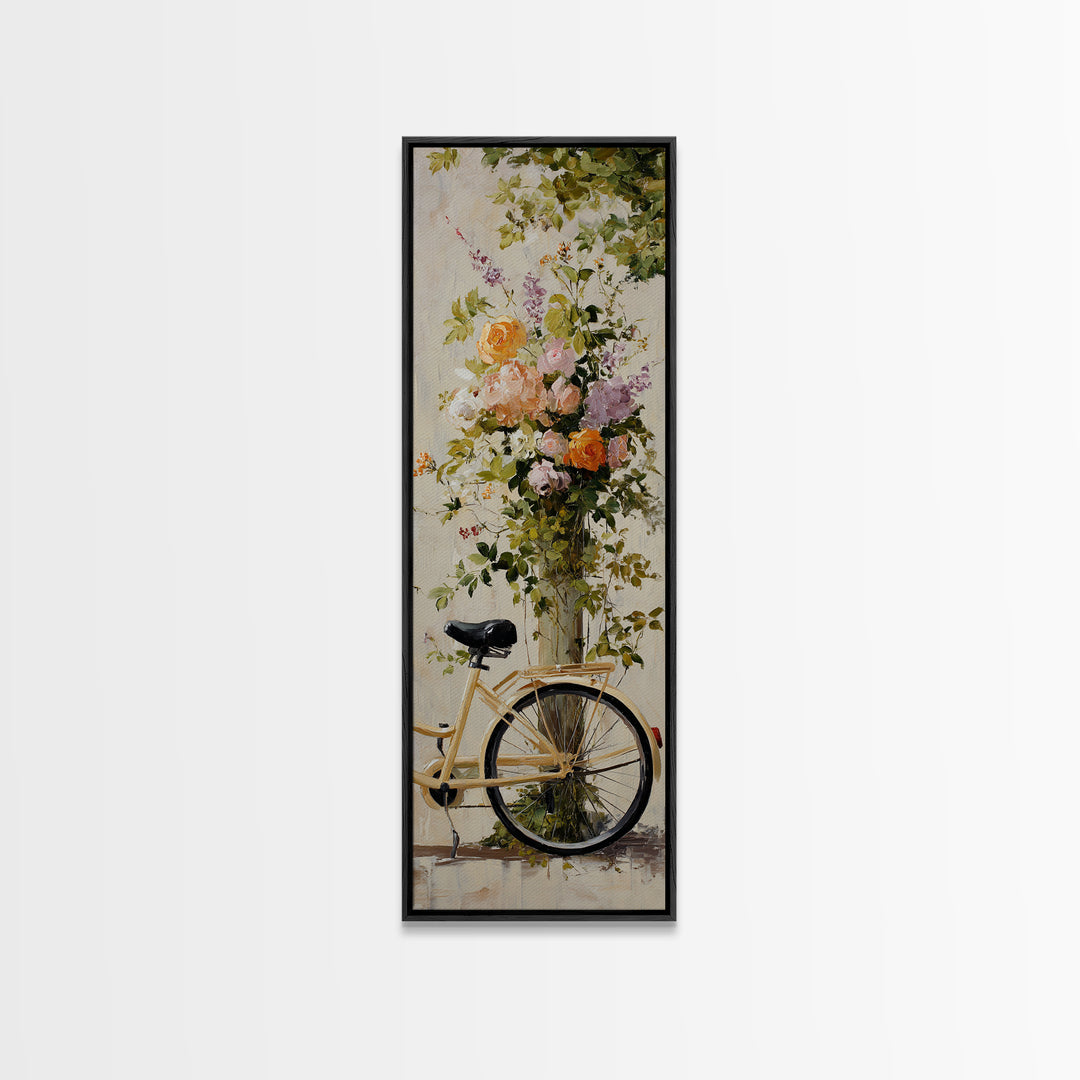 Bicycle Locked to Post Canvas Print, Urban Art, Pop Art, Living Room Decor, Watercolor Art, Urban, Textured Painting, URB-1x3-99