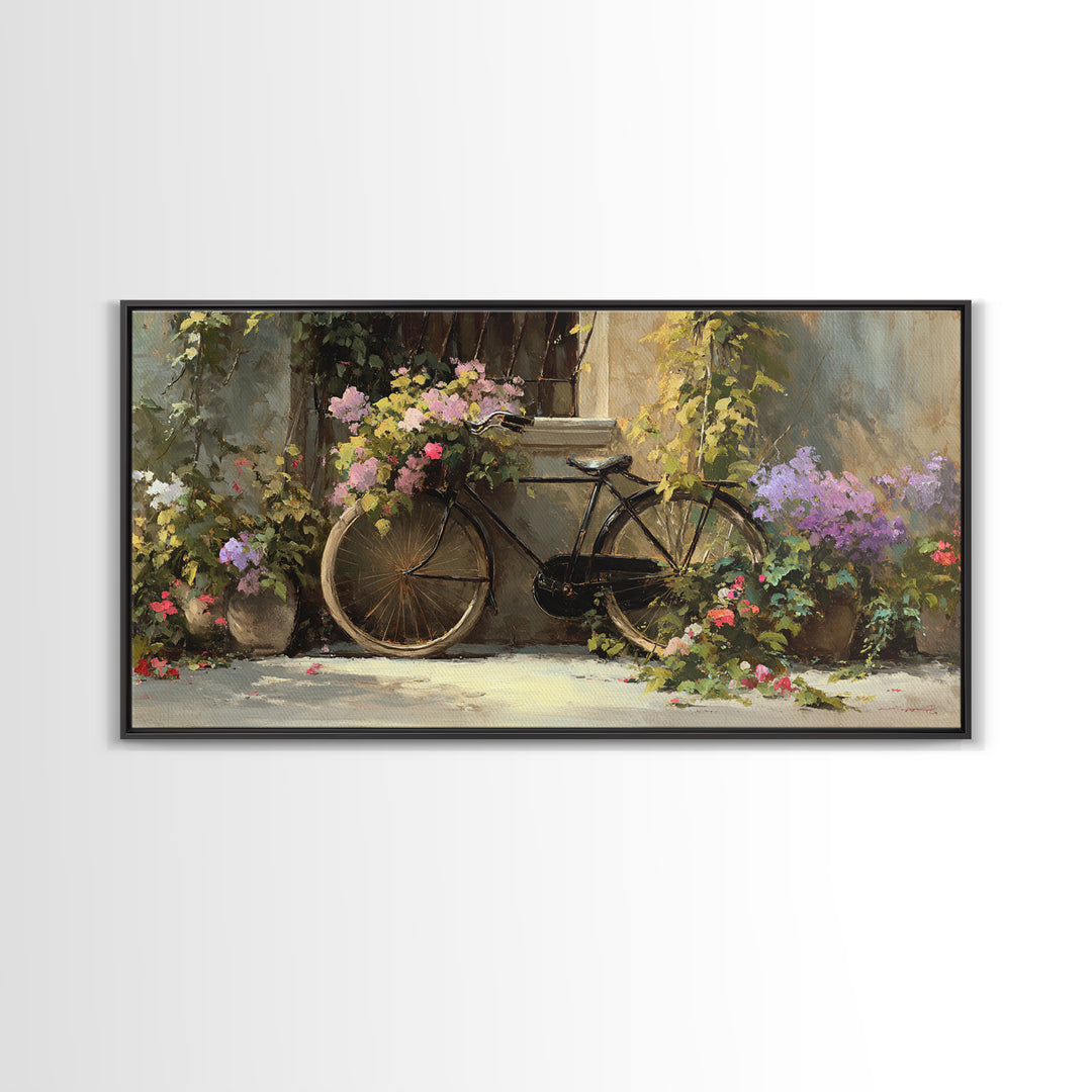 Bicycle Locked to Post Framed Canvas Print, Urban Art, African American Art, Living Room Decor, Fine Art, Urban, Gallery Decor, URB-2x1-11