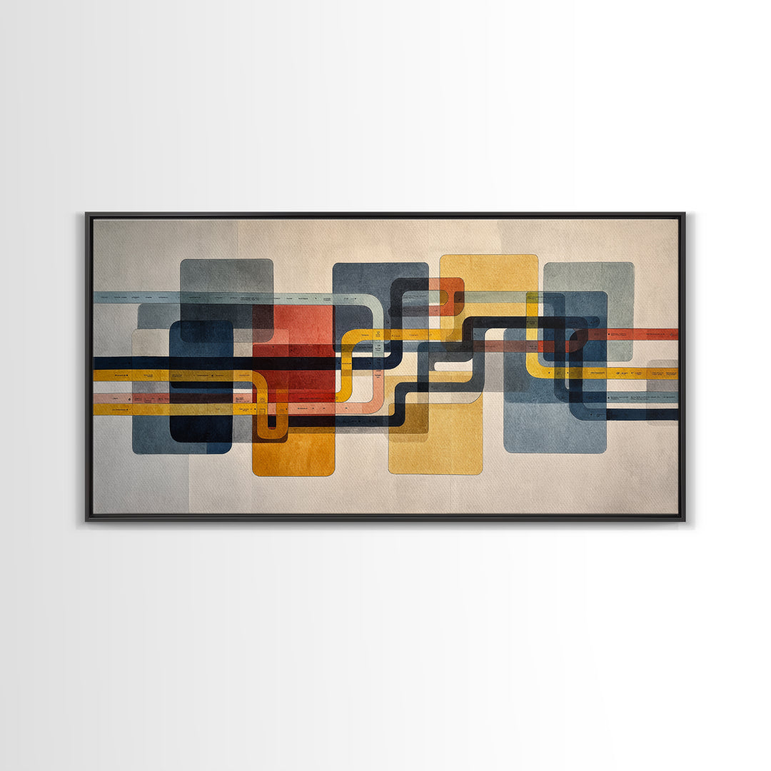 Abstract Subway Map Lines Without Labels Canvas Print, Urban Art, Wall Decor, Living Room Decor, Abstract Art, Urban, URB-2x1-48
