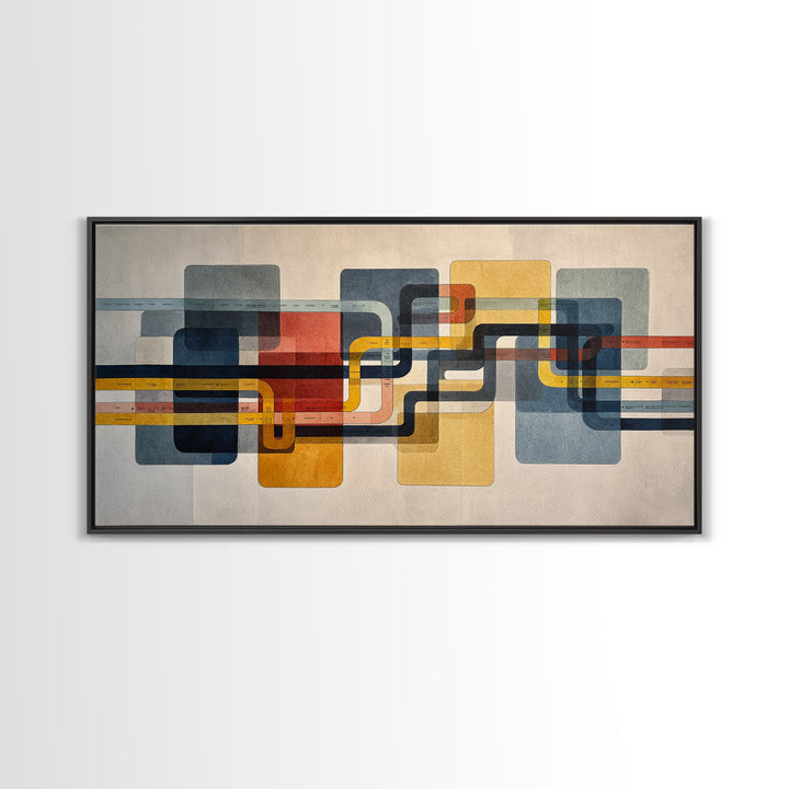 Abstract Subway Map Lines Without Labels Canvas Print, Urban Art, Wall Decor, Living Room Decor, Abstract Art, Urban, URB-2x1-48