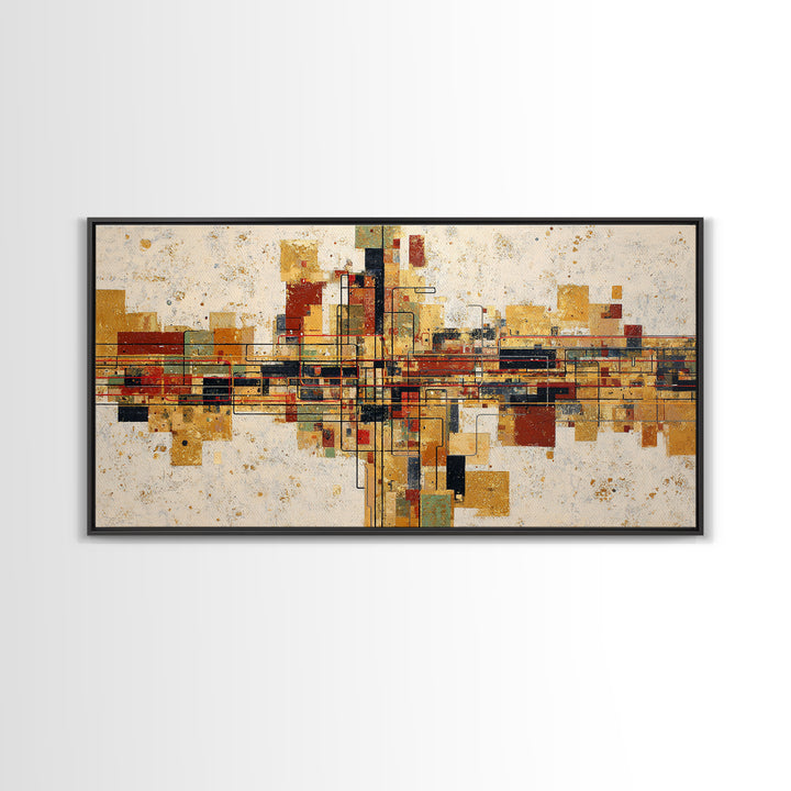 Abstract Subway Map Lines Without Labels Framed Canvas Print, Urban Art, Original Art, Living Room Decor, Abstract Art, Urban, URB-2x1-72