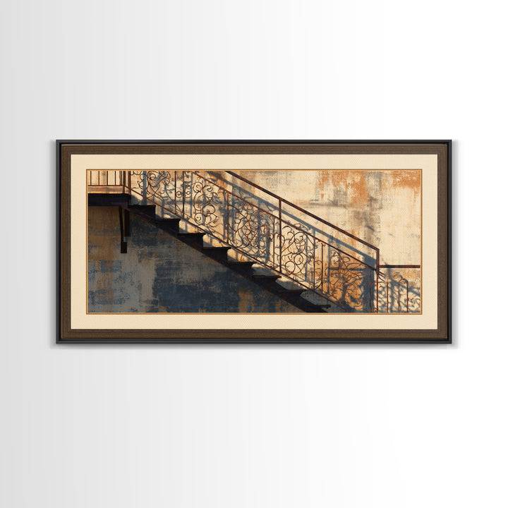 Fire Escape Silhouette Canvas Print, Urban Art, Wall Decor, Living Room Decor, Fine Art, Urban, Living Room Wall Art, URB-2x1-94