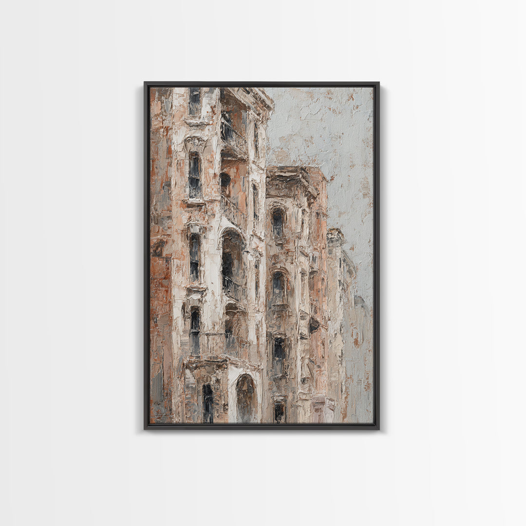 Neon Sign Glow Reflected on Black Street Framed Canvas Print, Urban Art, Wall Art, Living Room Decor, Fine Art, Urban, URB-2x3-38