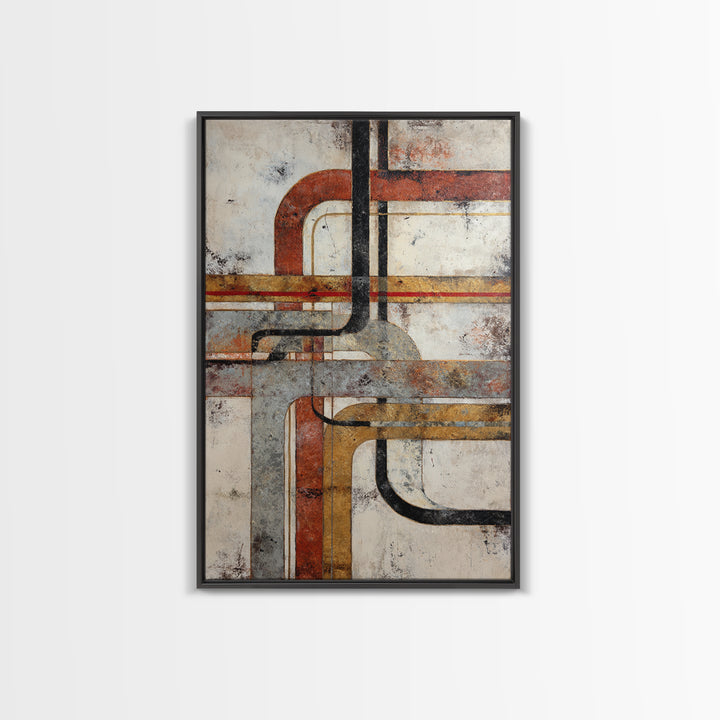 Abstract Subway Map Lines Without Labels Framed Canvas Print, Urban Art, Wall Art, Living Room Decor, Abstract Art, Urban, URB-2x3-60