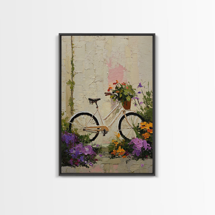 Bicycle Locked to Post Canvas Print, Urban Art, Original Painting, Living Room Decor, Oil Painting, Urban, African American Art, URB-2x3-71