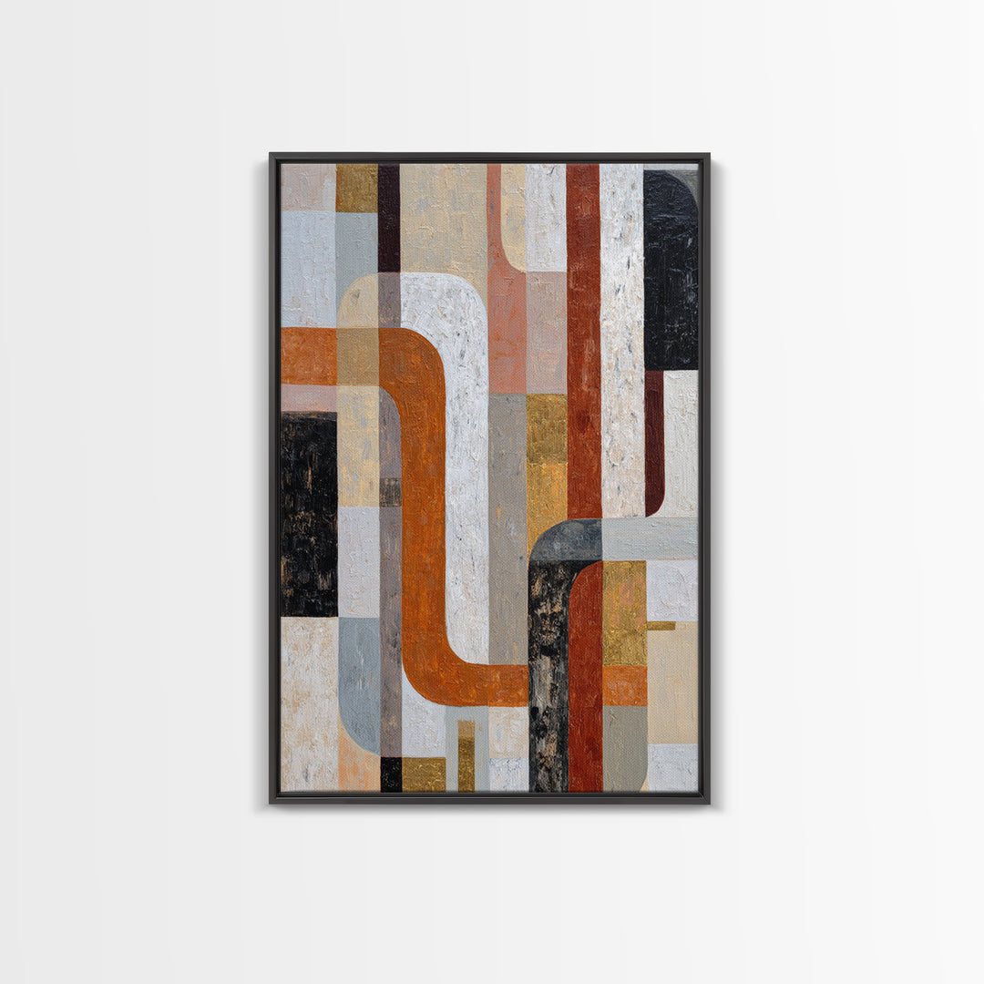 High Rise Window Grid Abstract Framed Canvas Print, Urban Art, Oil Painting, Living Room Decor, Abstract Art, Urban, URB-2x3-75