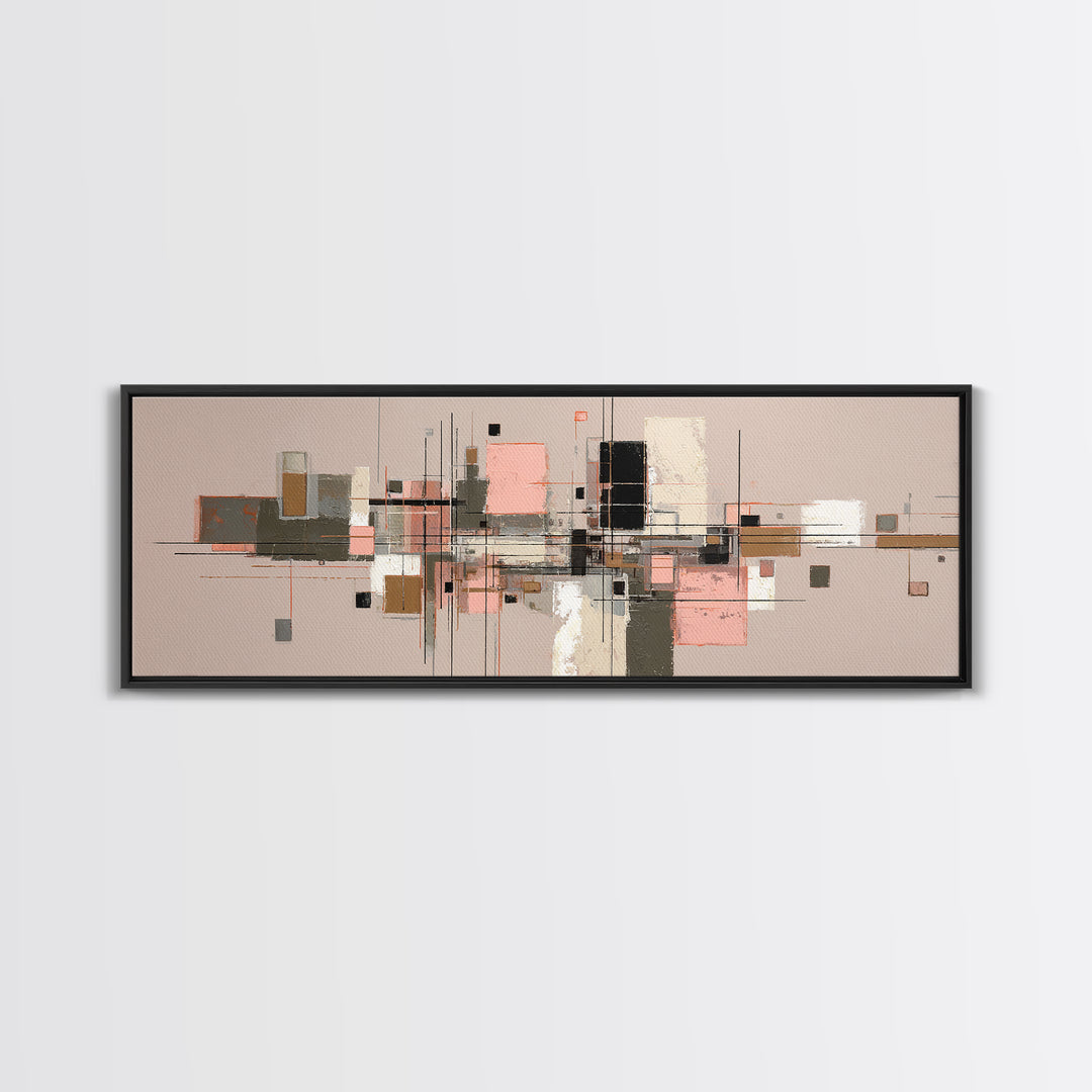 High Rise Window Grid Abstract Canvas Print, Urban Art, Pop Art, Living Room Decor, Abstract Art, Urban, Textured Painting, URB-3x1-11