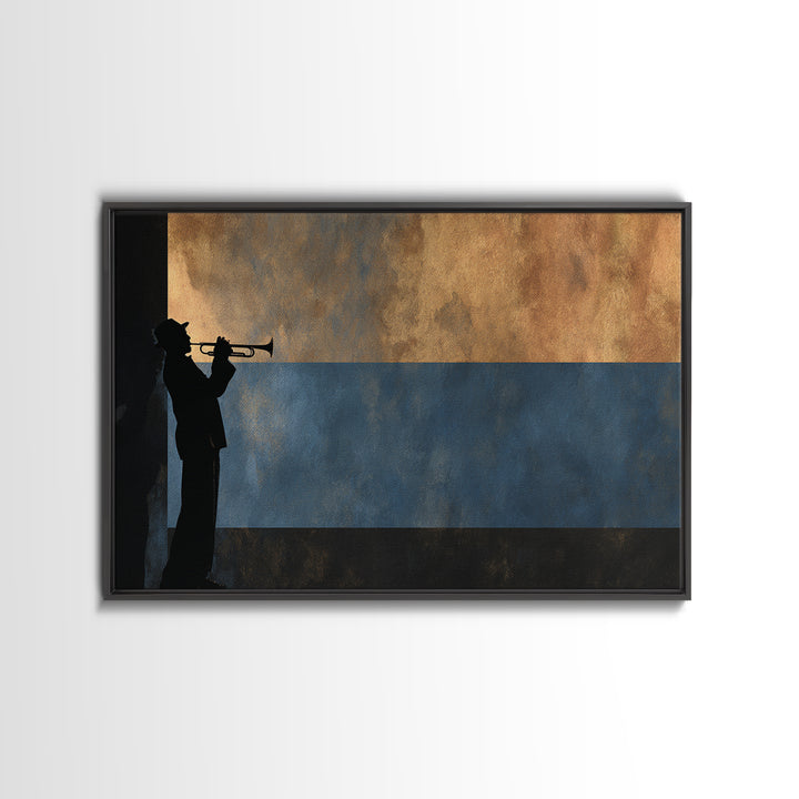 Urban Jazz Musician Silhouette Canvas Print, Urban Art, Neutral Decor, Living Room Decor, Fine Art, Urban, Wall Art, Home Decor, URB-3x2-68