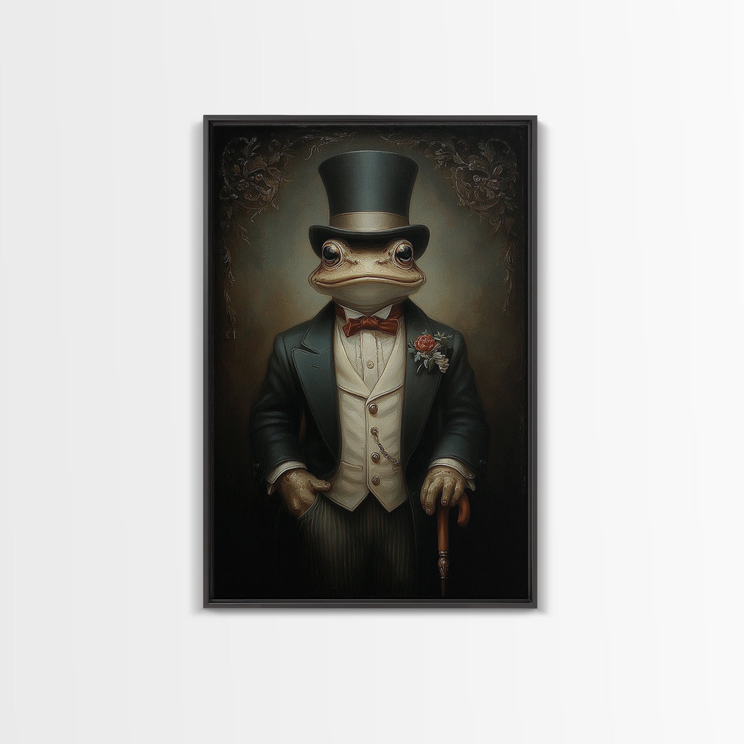 Toad Prince, Victorian Animal Portrait, Halloween Art, Gothic Whimsy Decor, Anthropomorphic Costume Art