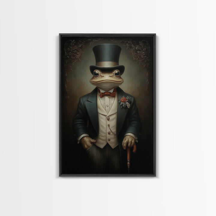 Toad Prince, Victorian Animal Portrait, Halloween Art, Gothic Whimsy Decor, Anthropomorphic Costume Art