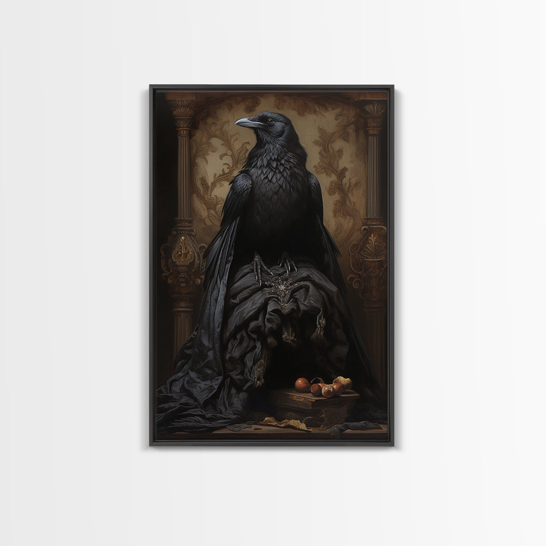 Raven Duchess, Victorian Animal Portrait, Halloween Art, Gothic Whimsy Decor, Anthropomorphic Costume Art