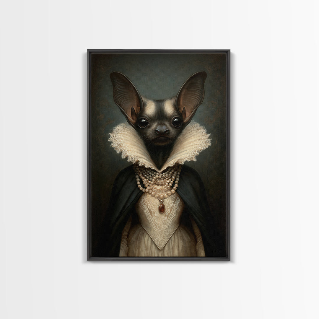 Bat Countess, Victorian Animal Portrait, Halloween Art, Gothic Whimsy Decor, Anthropomorphic Costume Art