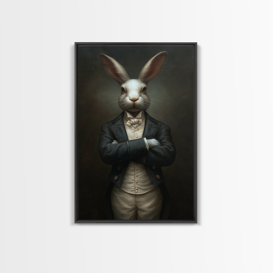 Rabbit Footman, Victorian Animal Portrait, Halloween Art, Gothic Whimsy Decor, Anthropomorphic Costume Art