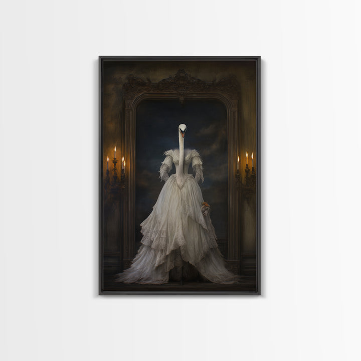 Swan Lady, Victorian Animal Portrait, Halloween Art, Gothic Whimsy Decor, Anthropomorphic Costume Art