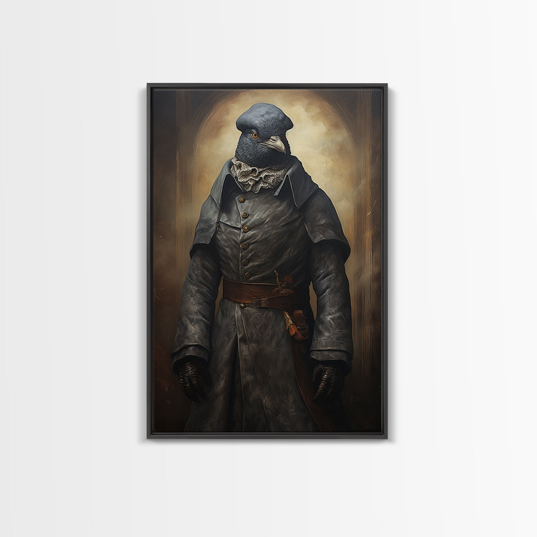 Pigeon Messenger, Victorian Animal Portrait, Halloween Art, Gothic Whimsy Decor, Anthropomorphic Costume Art