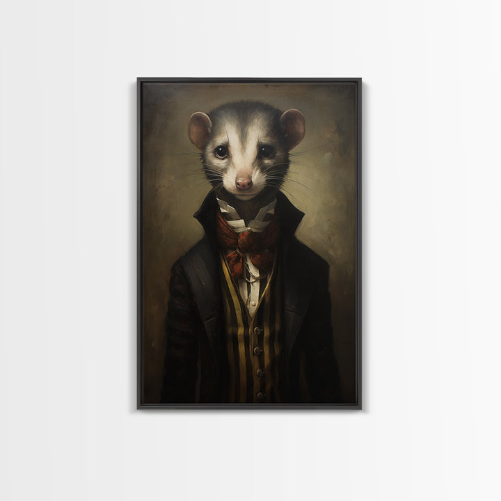 Weasel Aristocrat, Victorian Animal Portrait, Halloween Art, Gothic Whimsy Decor, Anthropomorphic Costume Art