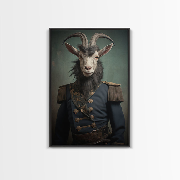 Goat Colonel, Victorian Animal Portrait, Halloween Art, Gothic Whimsy Decor, Anthropomorphic Costume Art