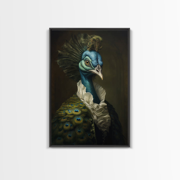 Peacock Socialite, Victorian Animal Portrait, Halloween Art, Gothic Whimsy Decor, Anthropomorphic Costume Art