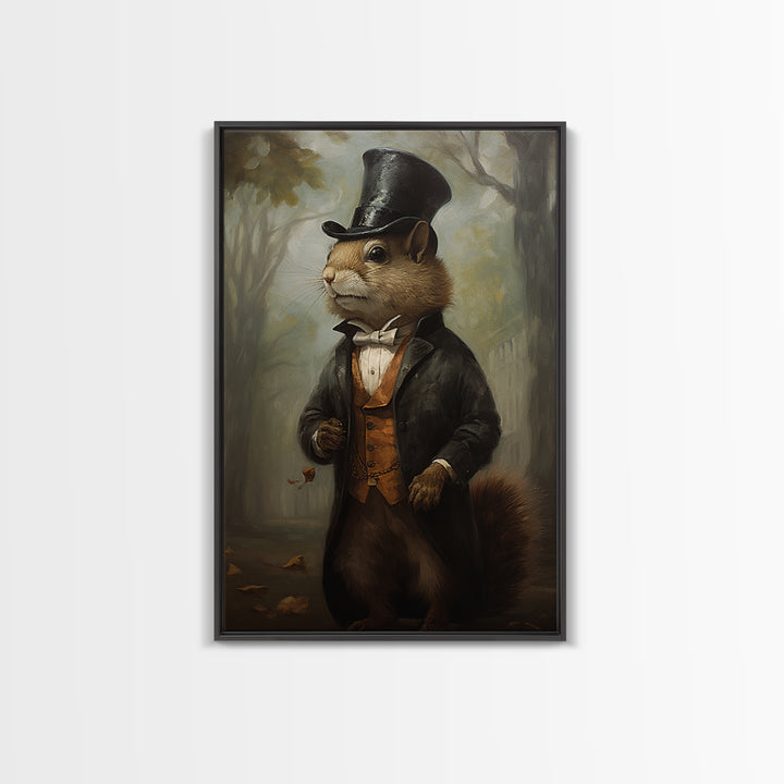 Squirrel Banker, Victorian Animal Portrait, Halloween Art, Gothic Whimsy Decor, Anthropomorphic Costume Art