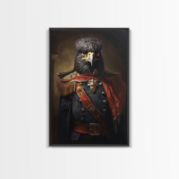 Falcon Officer, Victorian Animal Portrait, Halloween Art, Gothic Whimsy Decor, Anthropomorphic Costume Art