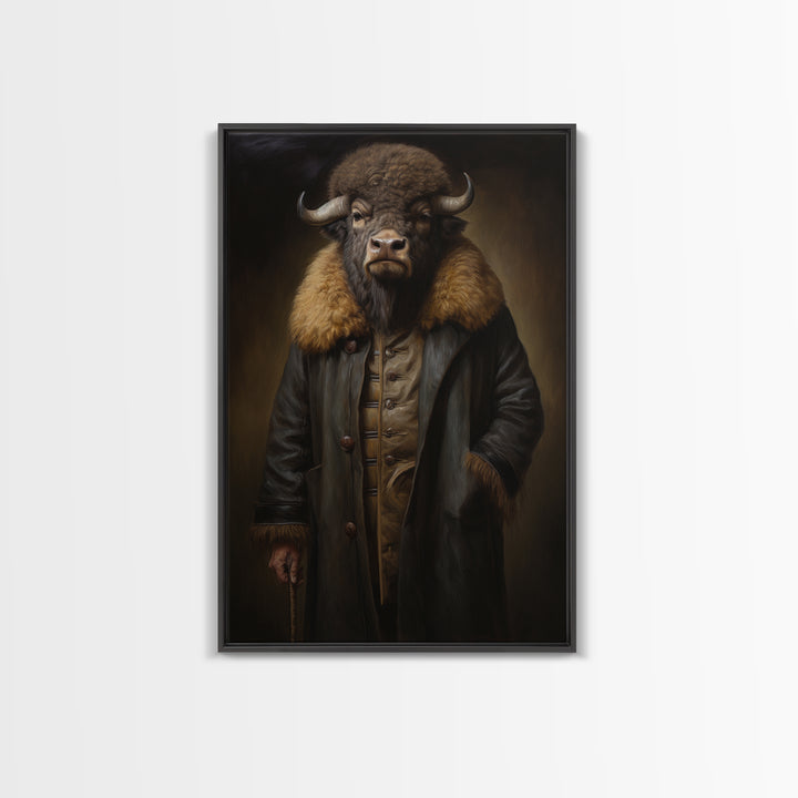 Bison Industrialist, Victorian Animal Portrait, Halloween Art, Gothic Whimsy Decor, Anthropomorphic Costume Art