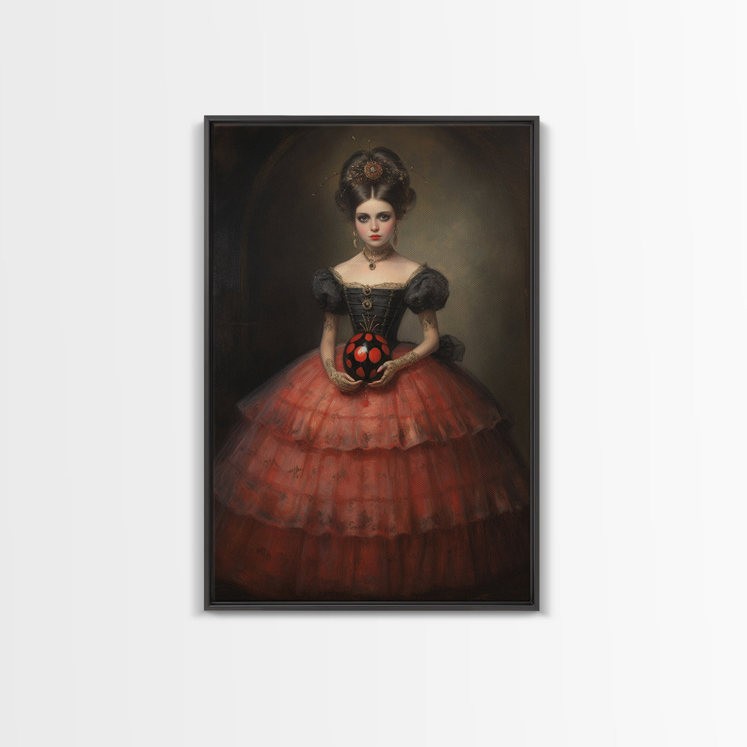 Ladybug Debutante, Victorian Animal Portrait, Halloween Art, Gothic Whimsy Decor, Anthropomorphic Costume Art