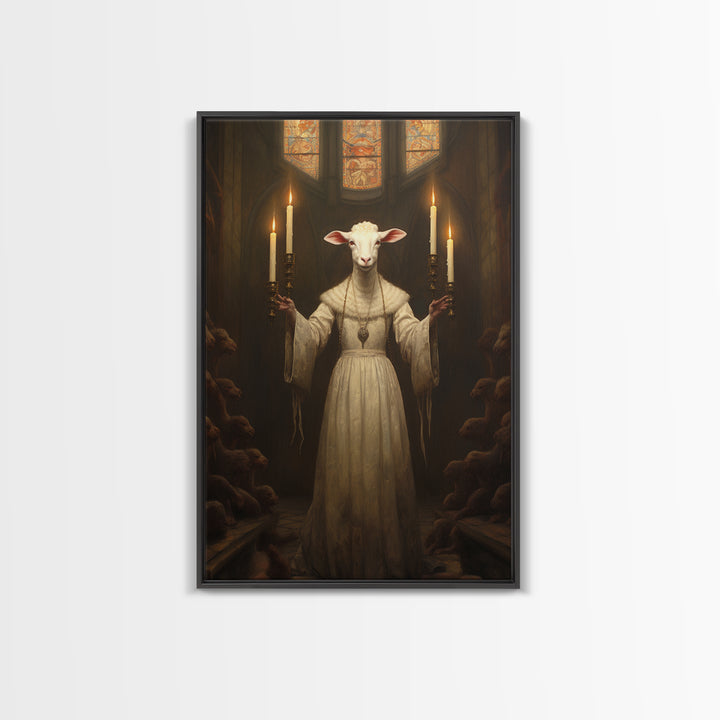 Lamb Choir Mistress, Victorian Animal Portrait, Halloween Art, Gothic Whimsy Decor, Anthropomorphic Costume Art